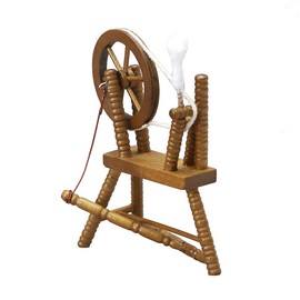 1:12 Scale Dollhouse Miniatures Wooden Spindle Spinning Wheel Handloom Machine