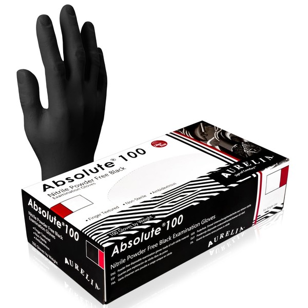 Aurelia - Absolute 100-100 Nitrile Single Use Gloves Black Powder