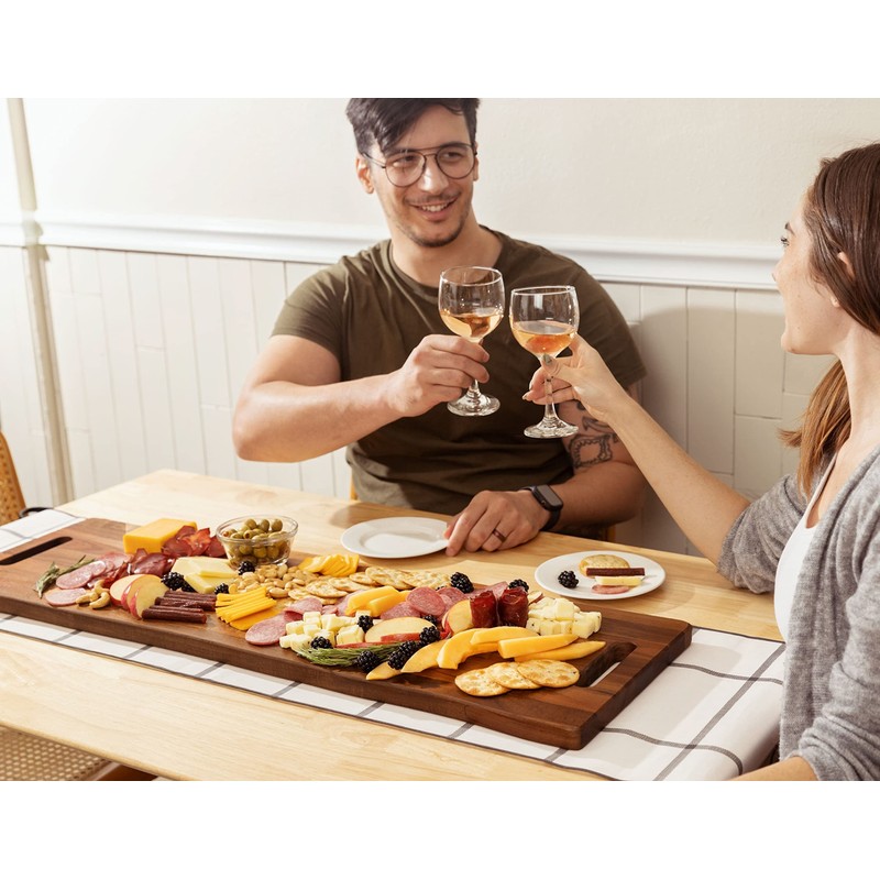 Large Acacia Serving Board with Handles, 36 x 12 Inch