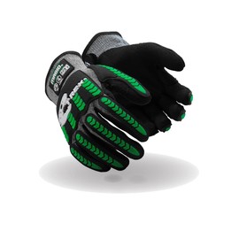 MAGID T-REX Flex Series ANSI Cut Level A9 Knit Impact Glove, 1 Pair, NitriX Palm, Size 8/M, Black & Green, TRX795