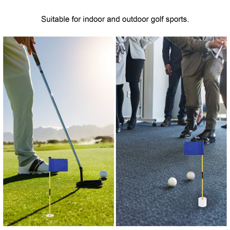 Practice Golf Hole Pole Cup Flag Stick Detachable 2 Section