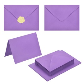 PATIKIL Envelopes Letter Set of 50 6.1 x 4.1 inches (15.5 x 10.5 cm) Envelopes Blank Cards with Gold Stickers A6 Paper Stylish Greeting Cards Invitations Congratulations Christmas Birthday Fishing