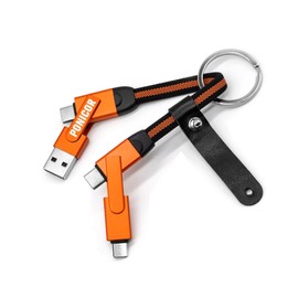 PONICOR 6 in 1 Short Keychain Multi Charging Cable 3A Fast Charger Cord, Nylon Braided USB C Cable for Travel, Universal Charging Cable for Cell Phones (Orange)