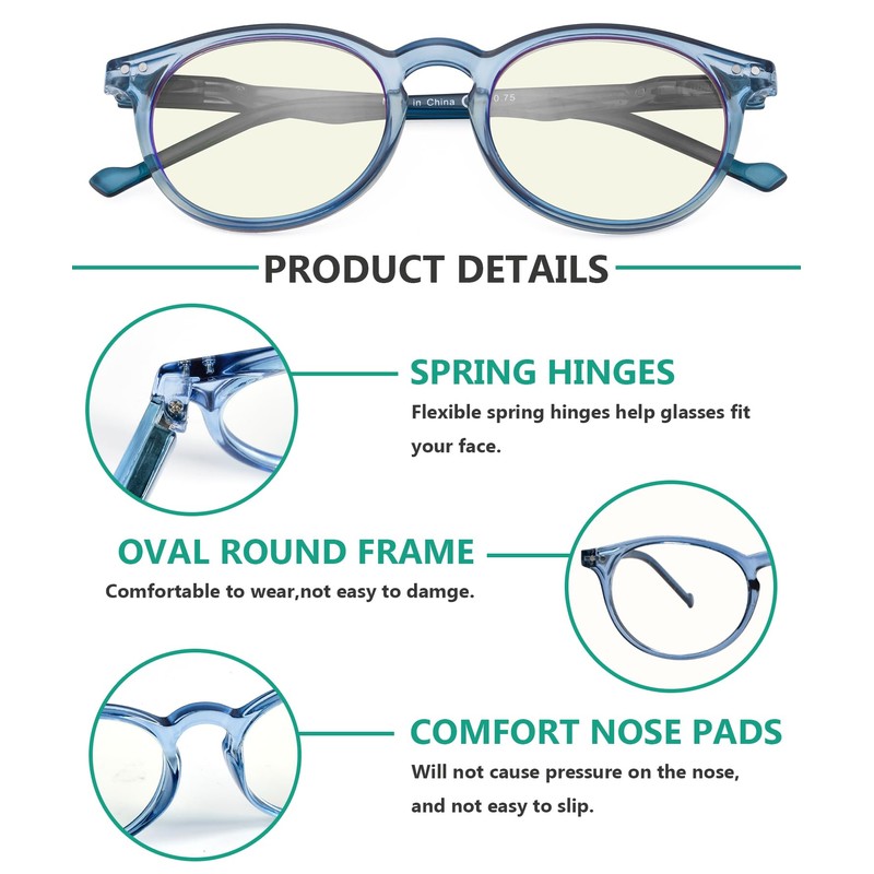 Eyekepper 5 Pack Reading Glasses Blue Light Blocking Computer Eyeglasses