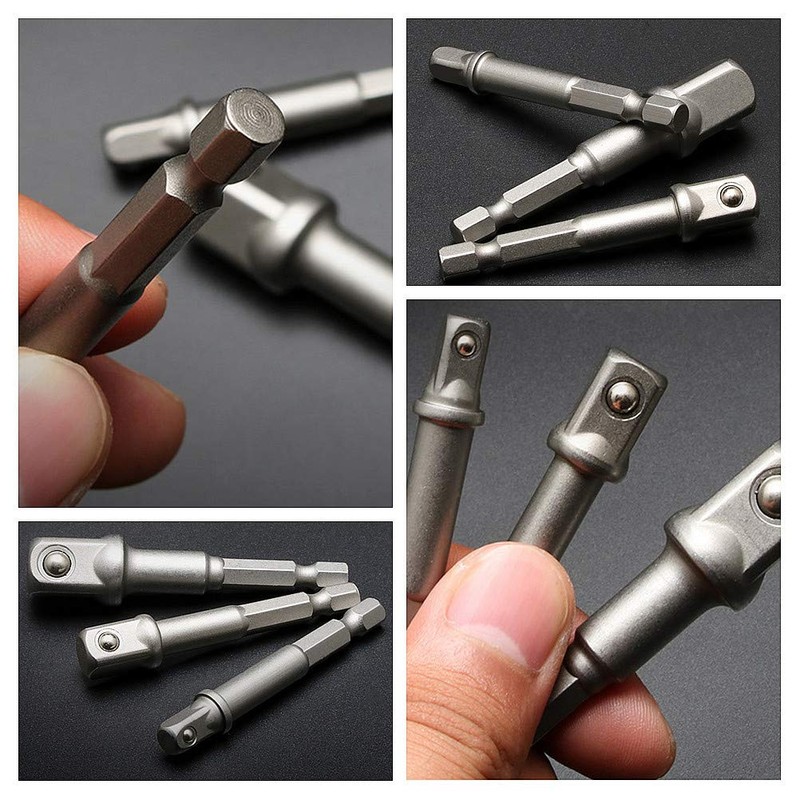 Copechilla 8pcs Hex Shank to Square Socket Drill Socket Adapter