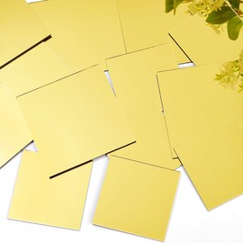 PH PandaHall 20pcs 2 Sizes Glass Mirror Squares Mirrors 3 Inch 4 Inch Stick on Tiles Small Decorative Tiny Mirror for Walls DIY Crafts Home Decor, Light Khaki