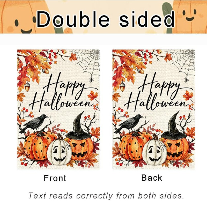 ARGOOFG Happy Halloween Garden Flag 12 x18 Inch Outdoor Yard