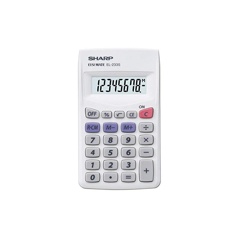 Sharp EL-233S Taschenrechner (8 Stellen, Batteriebetrieb) Weiß