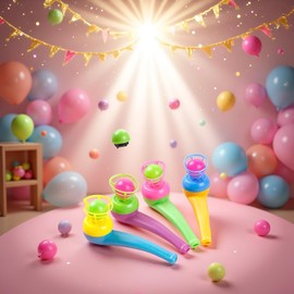 Mozff 4Pcs Ball Blowing Floating Blow Pipe Balls, Floating Ball for Birthday PartyBalance Game (Random Color)