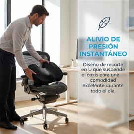 Cojín Ortopédico de Memory Foam para Asiento, Cojín Ergonómico para Silla de Oficina, Auto y Hogar, Soporte para Coxis y Cadera, con Funda Lavable (Gris Oscuro)