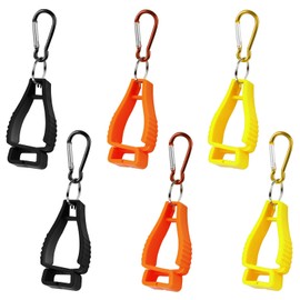 Pack of 6 Glove Clips Holder, Gloves Holder with Carabiner Hook, Work Glove Grabber Clip Holder, Glove Holder with Carabiner, Glove Grabber Holder (Yellow, Black, Orange)