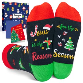 HAPPYPOP Religious Gifts Idea Socks for Kids - Christmas Gifts For Kids 2-3 Years Old, Jesus Gifts, Christian Gifts for Kids With Greeting Card