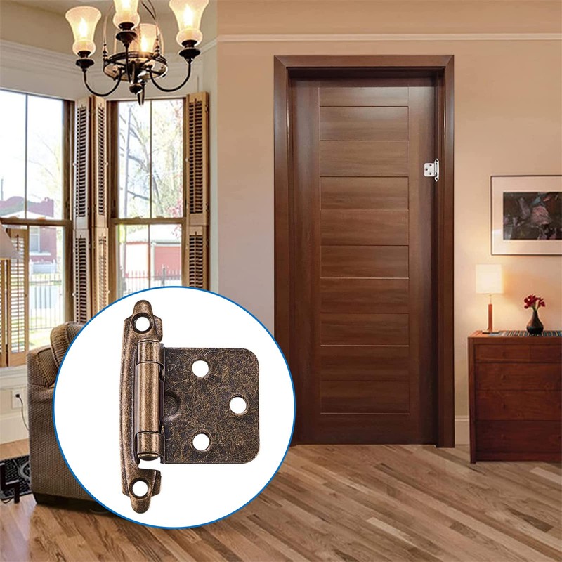 INCREWAY 1 Pairs Overlay Cabinet Hinge with Screws, Self-Closing Decorative,Face