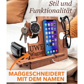 Dockingstation personalisiert, Emotionale Geschenk Vatertag, Organizer aus Holz mit Gravur, Papa Geschenk Liebevolle, Persönliches Geschenk von Tochter oder Sohn, Vatertagsgeschenk für Papa
