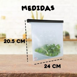 J.H. Company Bolsa Silicon Reusable Antiderrames Herméticas 1500 Ml