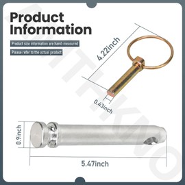 8 Pack S07070200 Tractor Top Link Pin Hitch Accessories kit for Top Link pin for use on Category 1 Tractor Hitch Replace 195589M1 AC339942