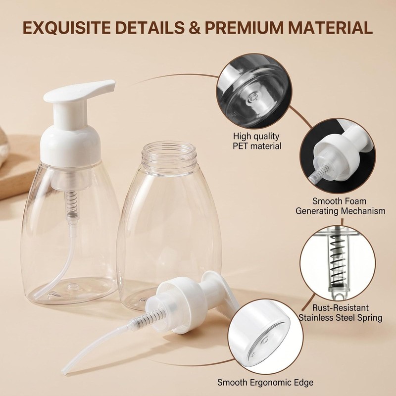2 dispenser di sapone ovali vuoti da 250 ml, in