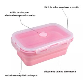 UWEI Loncheras Plegables Y Herméticas De Silicona P/comida 4 Pzs.
