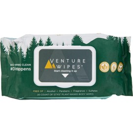 Venture Wipes Large Shower & Workout Wipes - Biodegradable with Aloe, Vitamin E & Tea Tree Oil - Adults & Travel Essentials - 20 Count Pull Pack