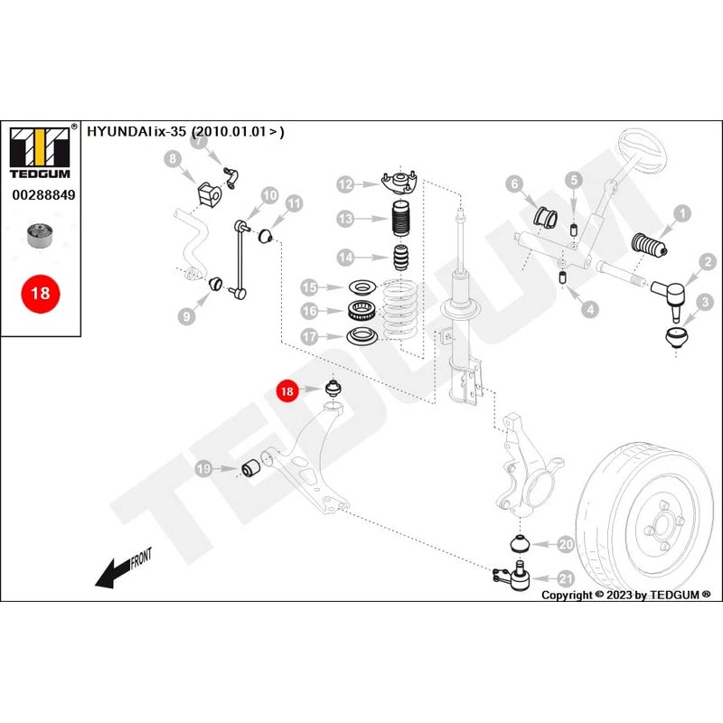 TEDGUM 00288849 BUCHSE UNTERER QUERLENKER VORNE