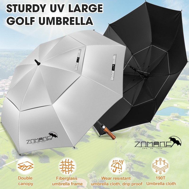 ZOMAKE 68 Inch UV Golf Umbrella Windproof Strong,Large Sun Umbrellas