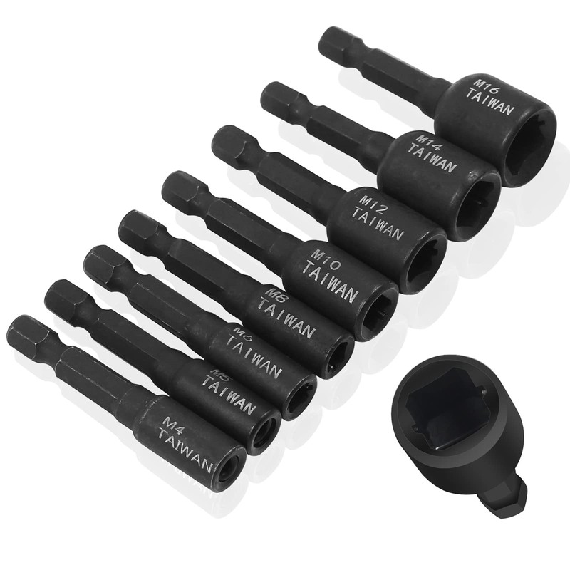 8 x Tap Adapter, M4-M16 1/4 Inch, Hexagonal Shank Machine