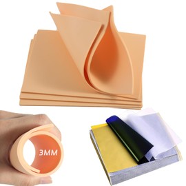 WORLDGET 3MM Tattoo Practice Skins and Transfer Paper - 21Pcs Fake Skin and Stencil Paper Kit with 6Pcs Double Sided Fake Skin and 15Pcs A4 Tattoo Transfer Paper for Beginners