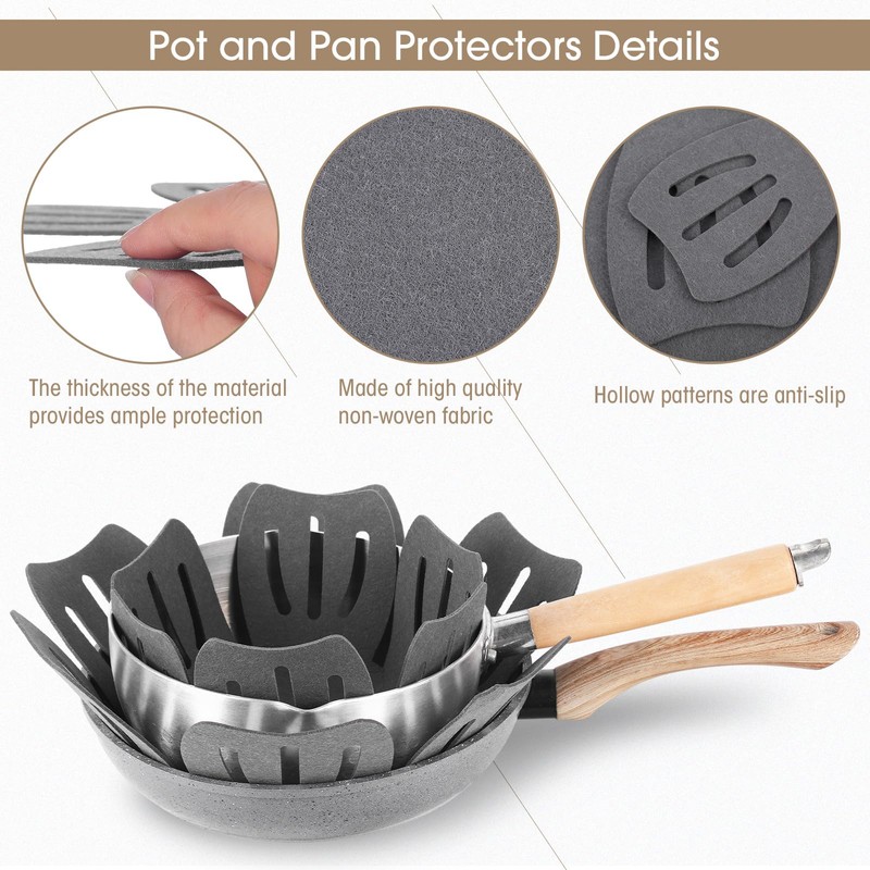 Nuogo 30 Pieces Pot and Pan Protectors, 5 Different Size,