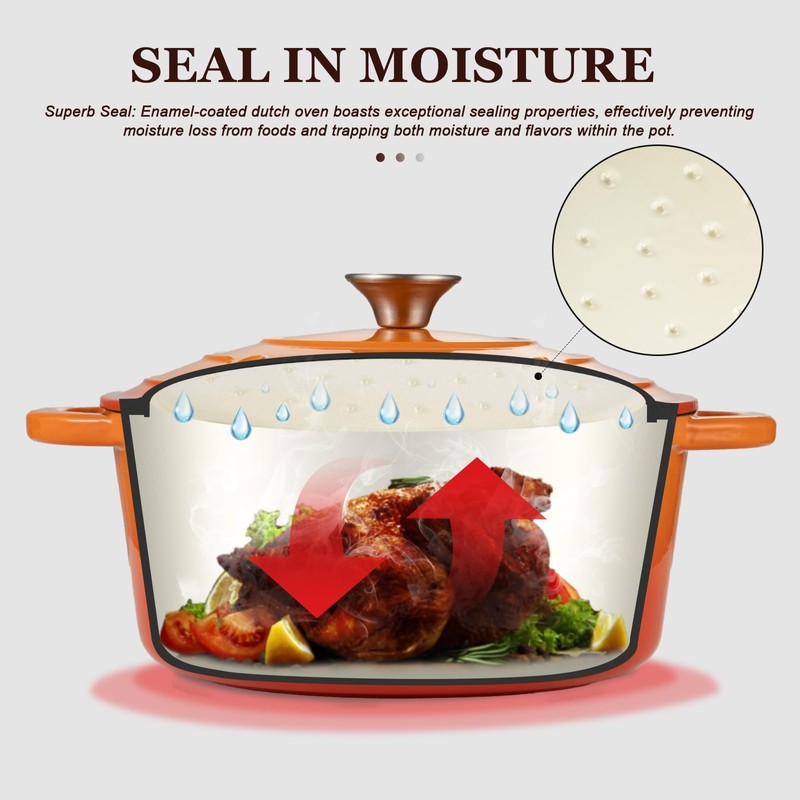Overmont Enameled Cast Iron Dutch Oven - 7QT Pot with