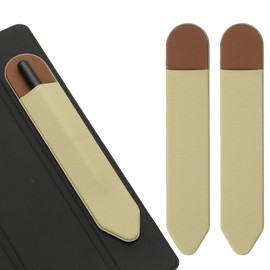 PATIKIL Pencil Holder for Stylus, 2 Pcs Adhesive Elastic Pen Case Sleeve Pouch Stylus Holder Pocket Elastic Pen Pouch Accessories for Tablet Case Notebook Outdoor, Apricot/Brown