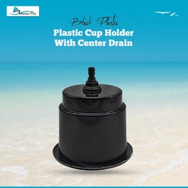 MARINE CITY Newest Black Pattern Closeable Plastic Cup Holder with Center Drain for Rocky Mountains – Ships – Marines – Yachts – Kayaks (Pack of 2)