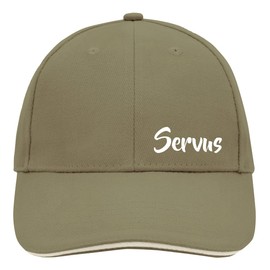 Huuraa Cappy Hat Servus Lettering Unisex Cap Size with Stylish Motif Gift Idea for Friends and Family, Olive/Beige