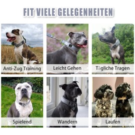 Soft Neoprene Padded Dog Collar (4 cm Wide), Reflective Dog Collar with Robust Nylon & Pull Stop, Comfortable Pull Collar Dressage Collar for Small Medium Large Dogs Anti-Pull Walking M, Grey