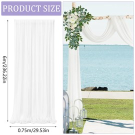 SHUOHONG Wedding Arch Gauze Net, Transparent Valance 75 cm x 600 cm, Tulle Wedding Background Curtain, Wedding Arch for Photo Background, Wedding, Archway, Ceremony, Photography Party (White)