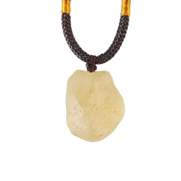 PELEIFA Genuine Golden Libyan Desert Glass Real Necklace,Raw Libyan Desert