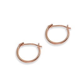14K Rose Gold Tiny Small 12mm High Polished Round Thin Lightweight Unisex Hoop Earrings