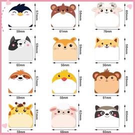 Pack of 24 sticky notes, small sticky notes, children, party bags, children's birthday party favours, sticky notes, sticky notes, small notepad, animal-shaped sticky note pad, ideal for office,