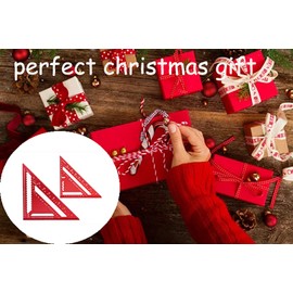 Verve Jelly 2Pcs Carpenter Triangle Rulers, 7 Inch and 12 Inch Speed Square, Square Protractor, Aluminum Alloy Triangle Ruler, Layout Measuring Tool for Home Builders DIY Lover Artists, Red