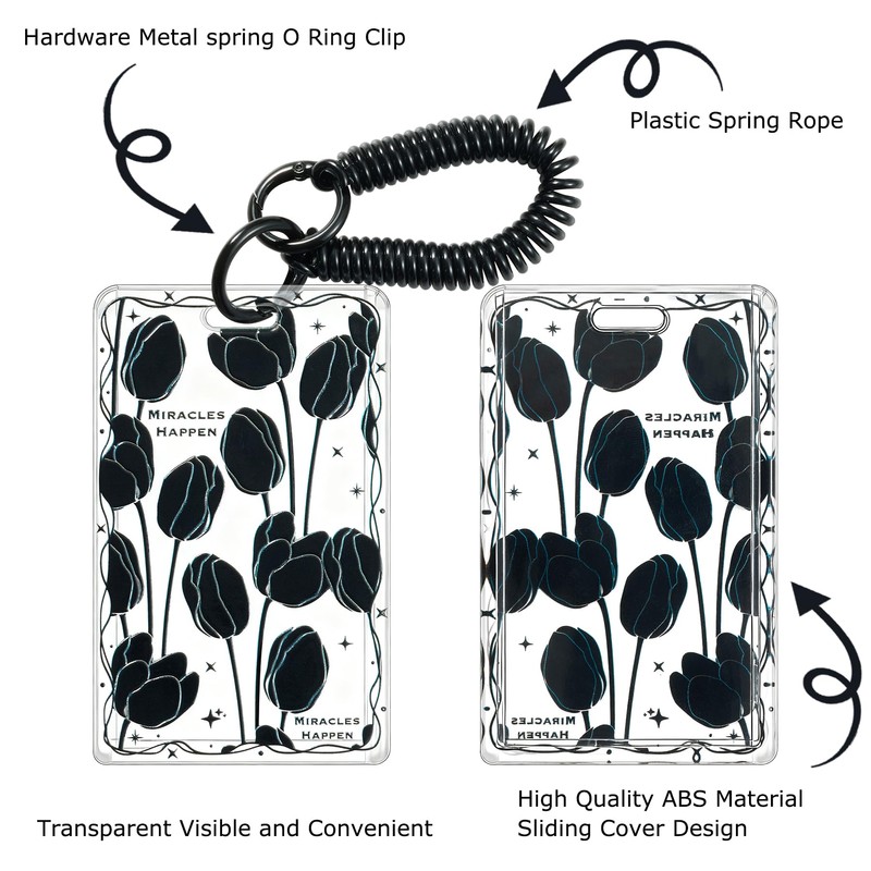 SHININGEYES ID Card Badge Holder Key Chain Plastic Spring Rope