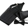 Miaomiao Cummerbund Bow Tie, Square, Set of 3, Black, Gentleman,