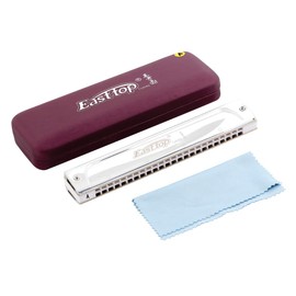 East top 24 Hole Tremolo Harmonica Key of A, Professional Harmonica A Tremolo Harmonica A 24 Hole Armonica Musical Instrument Mouth organ for Professional Player, Beginner, Students, Gift
