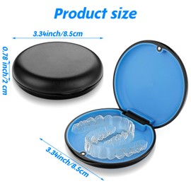 2 Pack Retainer Case, Slim Aligner Case Orthodontic Mouth Guard Cases Aligner Closure Orthodontic Retainer Cases for Girl, Boy, Women, Men, Teenage, Adult(Blue, White)