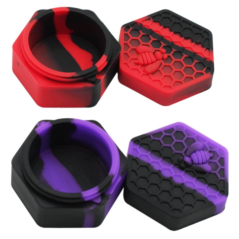 KUVIS 26ml Hexagon Silicone Container Non-stick Honeybee Jars with Carving