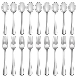 12 Pcs Forks and Spoons Silverware Set,Food Grade Stainless Steel Flatware Cutlery Set for Home,Kitchen and Restaurant,Mirror Polished,Dishwasher Safe - 6 Dinner Fork(8 inch) and 6 Teaspoon(6.5 inch)
