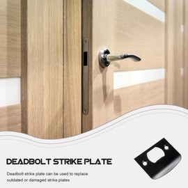 12PCS Door Strike Plate Black, Black Deadbolt Strike Plate, Stainless Steel Deadbolt Covers Door Reinforcement Kit