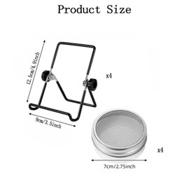 CAVLA 4 Pcs Sprouting Jar Lids with 4 Pcs Sprouting Brackets, Stainless Steel Mason Jar Lids Bean Sprout Making Tool, Germination Filter Lid Sprouting Stands Kit for Seeds Beans Cultivation