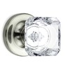 Dummy Princess Cut Crystal Door Knobs Satin Nickel Round Rosette