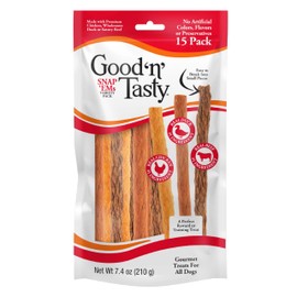 Good 'n' Tasty Triple Flavor Snap ‘Ems Gourmet Treats Variety Pack for All Dogs, 15 Count, Reward or Training Treat Made with Real Chicken, Duck and Beef