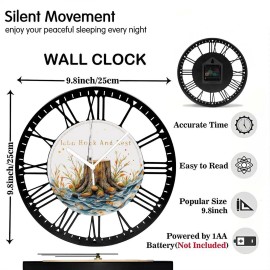 25cm Lodge or Cabin Decor Iron Clock with Rustic Roman Numeral Dialsheet size: 10 inch, color: White