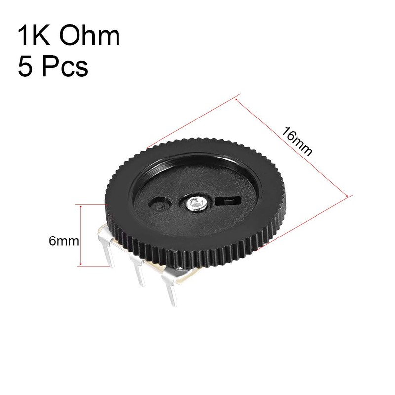 uxcell 1K Ohm Dial Wheel Potentiometer for Audio Stereo Volume